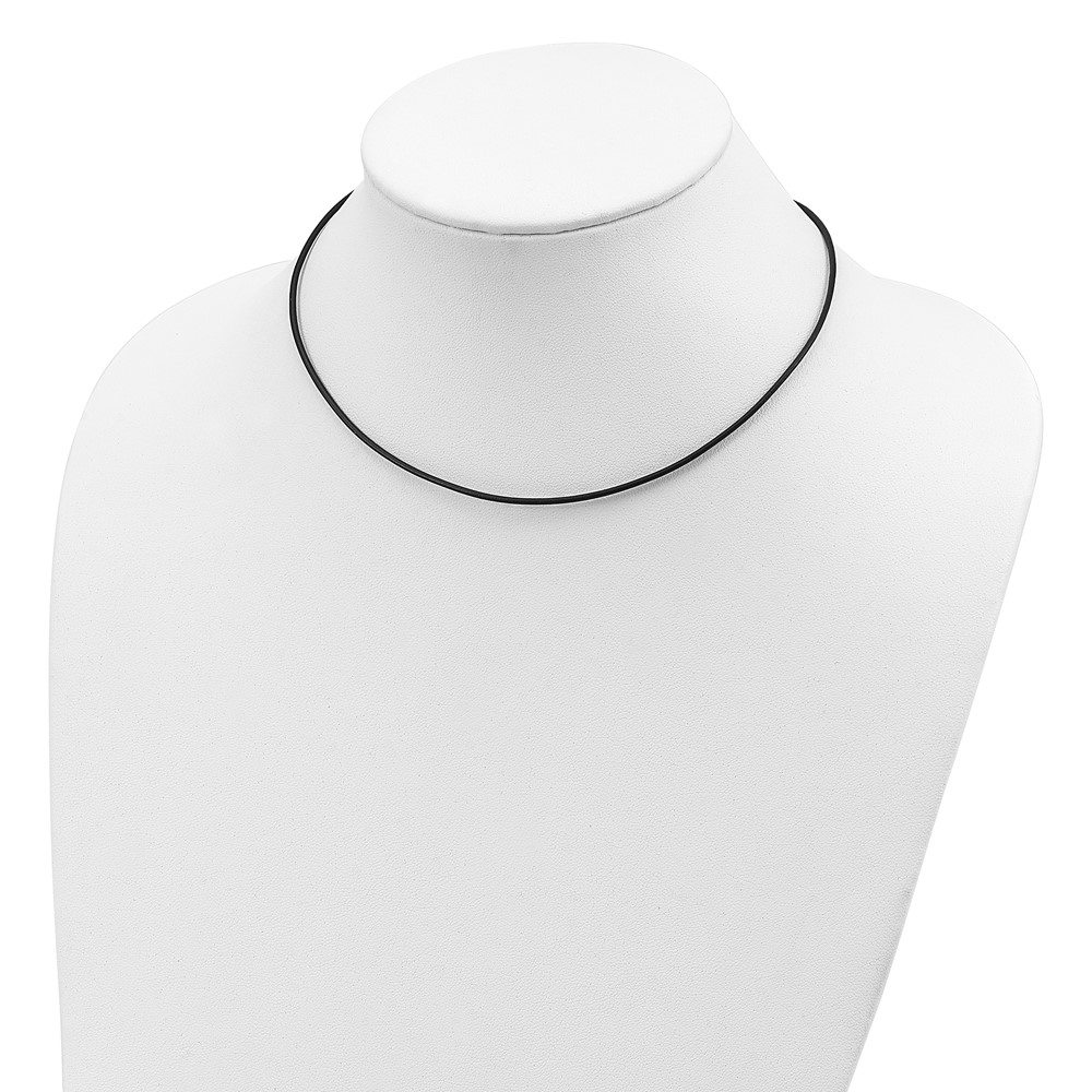 Sterling Silver 20inch 1.5mm Black Leather Cord Necklace (QG1297-20)