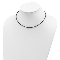 Sterling Silver 1.5mm Black Leather Cord Necklace, 16" view 3