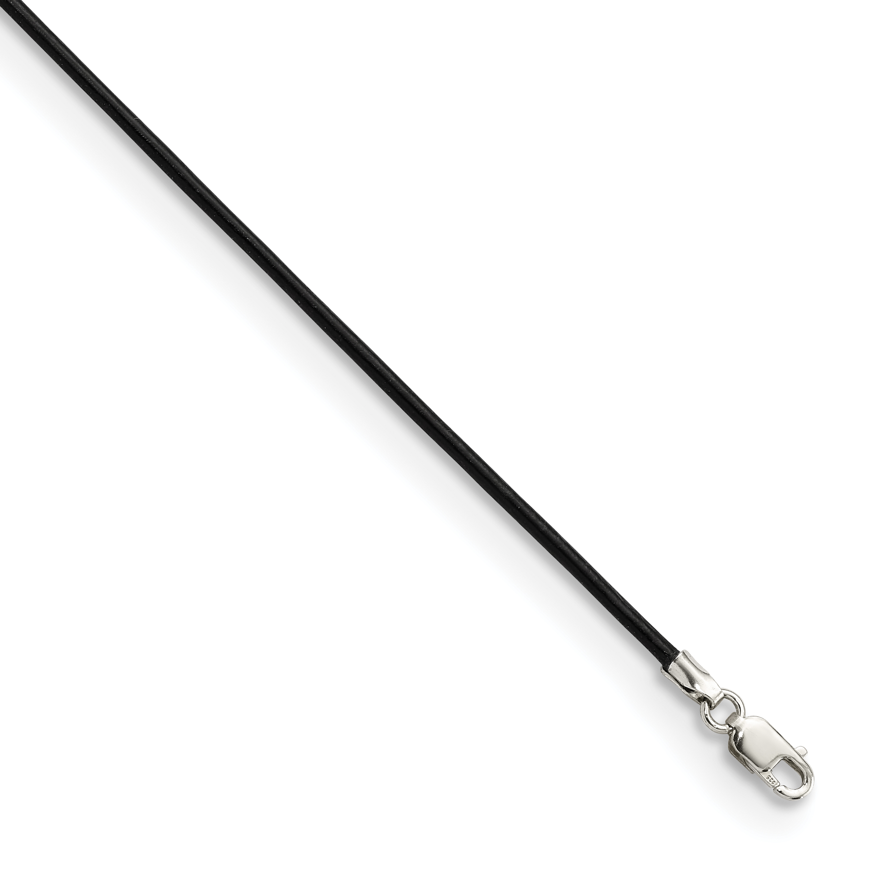 Sterling Silver 16inch 1.5mm Black Leather Cord Necklace (QG1297-16)