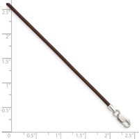 Sterling Silver 1.5mm Brown Leather Cord 16 Inch Necklace view 3