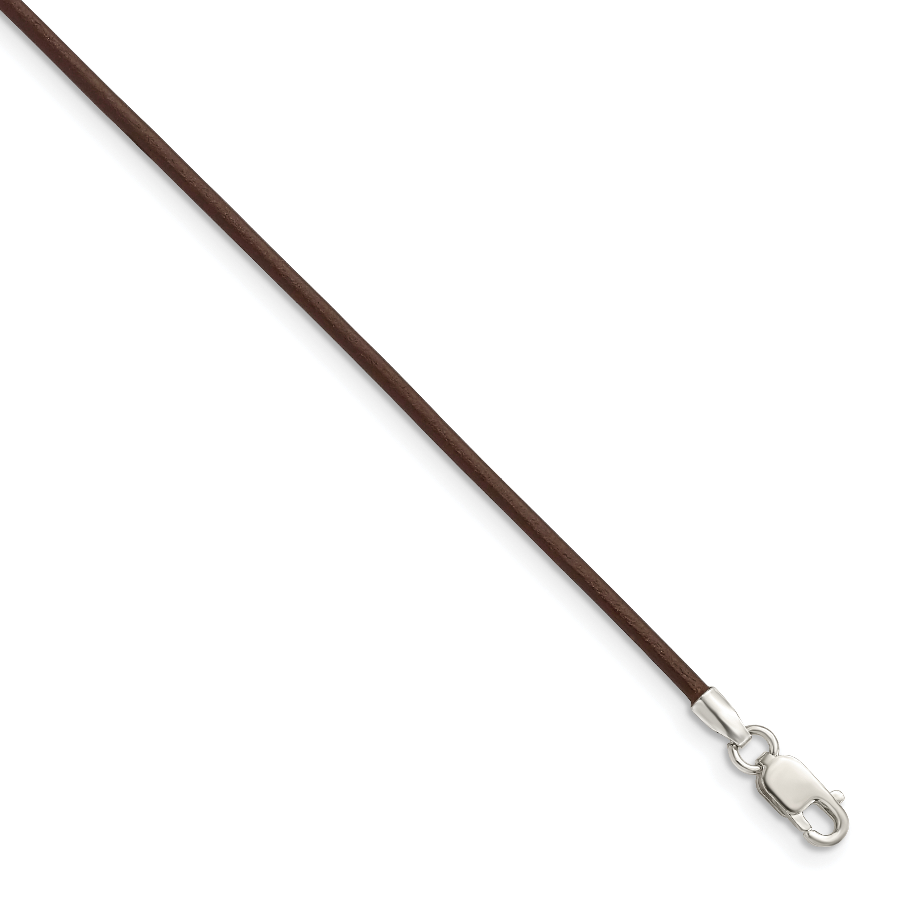 Sterling Silver 16inch 1.5mm Brown Leather Cord Necklace (QG1298-16)