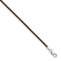 Sterling Silver 1.5mm Brown Leather Cord 16 Inch Necklace view 1