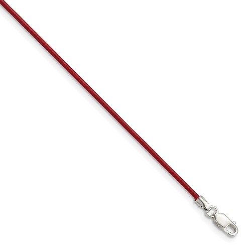 Sterling Silver 1.5mm Poppy Leather Cord Necklace, 16"