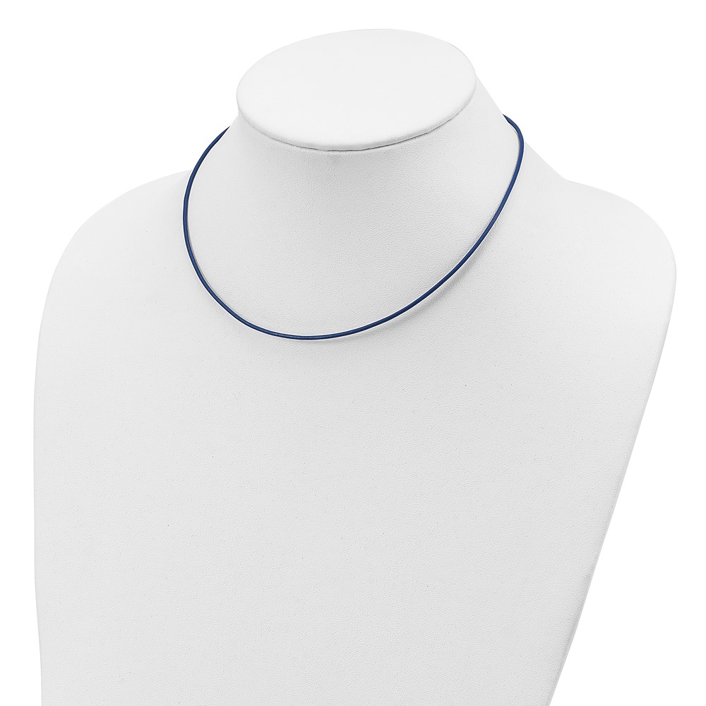 Sterling Silver 18inch 1.5mm Royal Blue Leather Cord Necklace (QG1301-18)