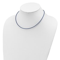 Sterling Silver 1.5mm Royal Blue Leather Cord Necklace, 16" view 2