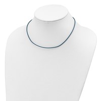 Sterling Silver 1.5mm Cornflower Leather Cord Necklace, 16" view 2