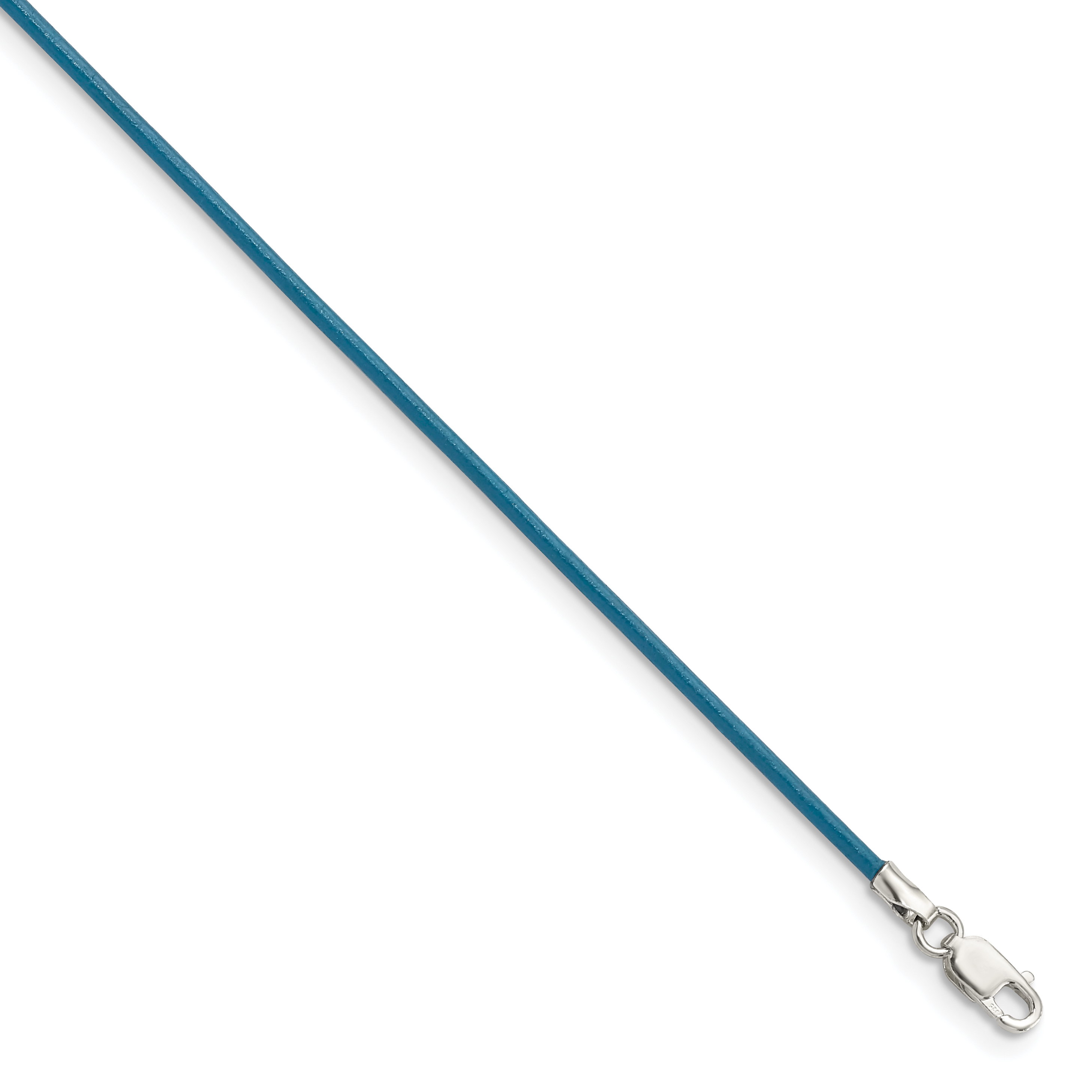 Sterling Silver 16inch 1.5mm Cornflower Leather Cord Necklace (QG1302-16)