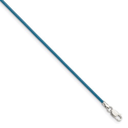 Sterling Silver 1.5mm Cornflower Leather Cord Necklace, 16"