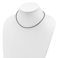 Sterling Silver 1.5mm Olive Leather Cord Necklace, 16" view 2