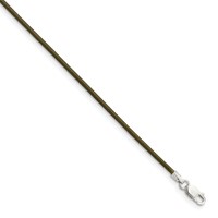 Sterling Silver 1.5mm Olive Leather Cord Necklace, 16" view 1