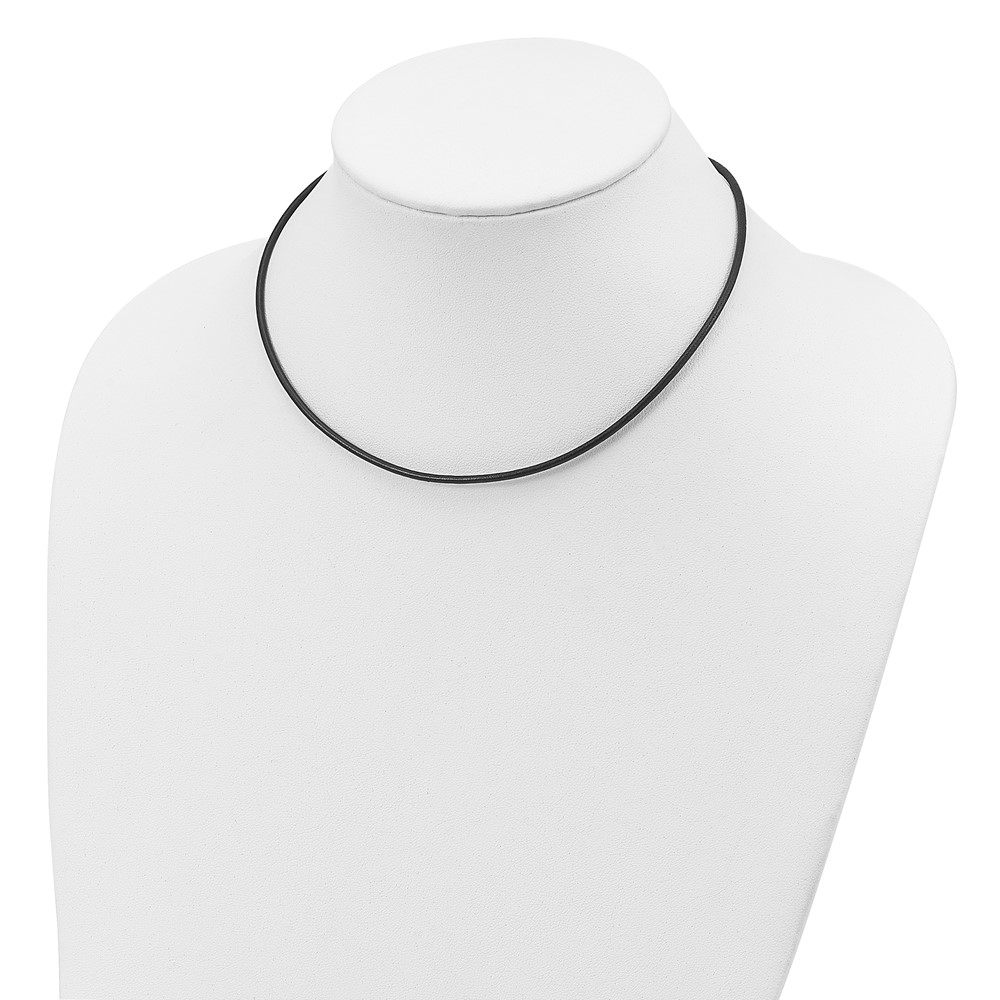 Sterling Silver 20inch 2mm Black Leather Cord Necklace (QG1306-20)