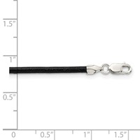 Sterling Silver 2mm Black Leather Cord Necklace, 16" view 2