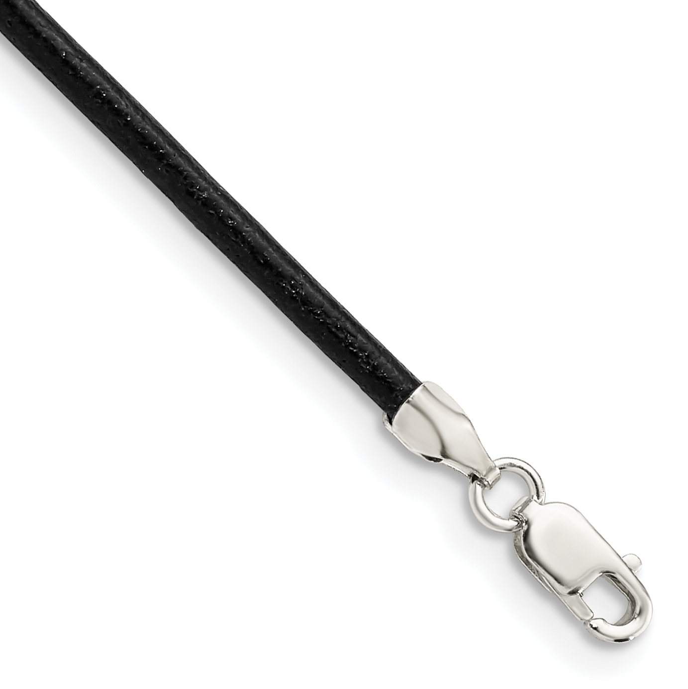 Sterling Silver 20inch 2mm Black Leather Cord Necklace (QG1306-20)