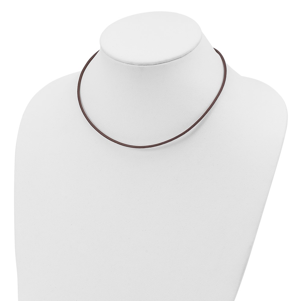 Sterling Silver 20inch 2mm Brown Leather Cord Necklace (QG1307-20)
