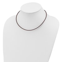 Sterling Silver 2mm Brown Leather Cord Necklace, 16" view 2
