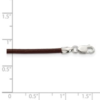 Sterling Silver 2mm Brown Leather Cord Necklace, 16" view 3