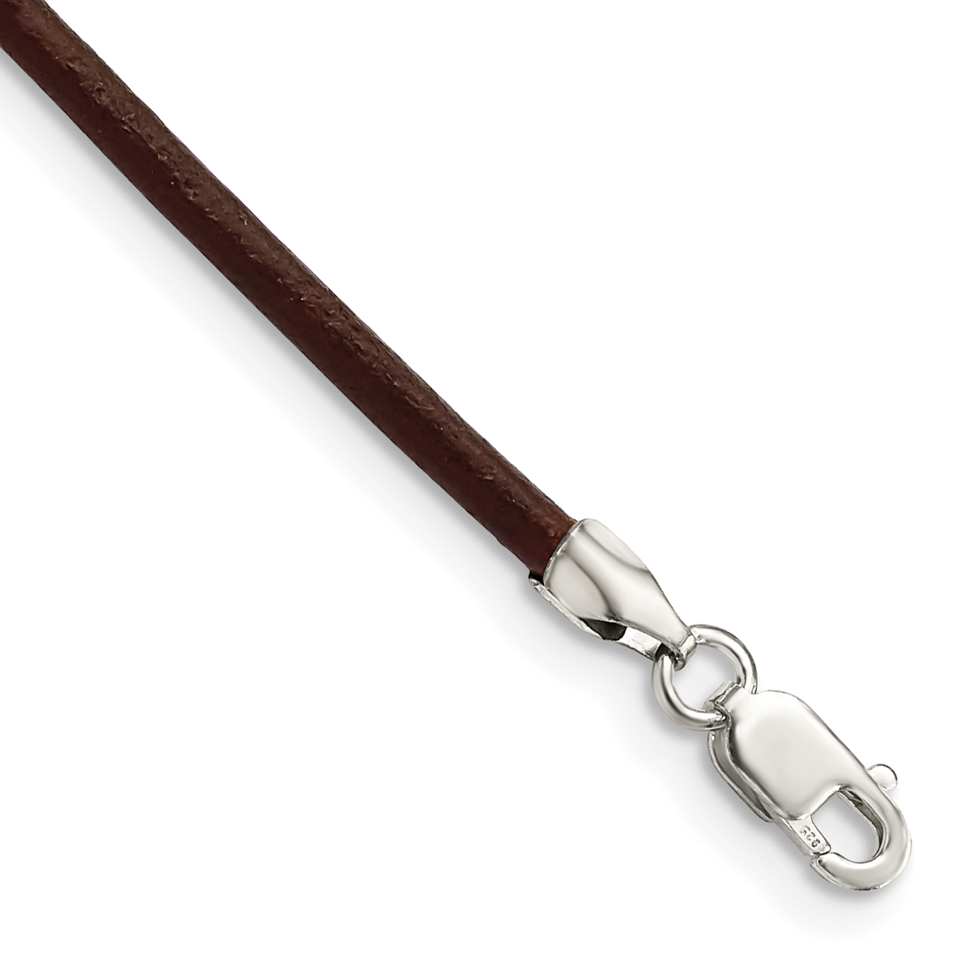 Sterling Silver 18inch 2mm Brown Leather Cord Necklace (QG1307-18)