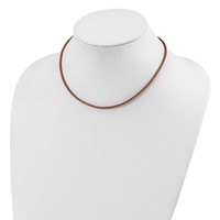 Sterling Silver 2mm Natural Leather Cord Necklace, 16" view 2