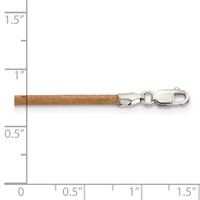 Sterling Silver 2mm Natural Leather Cord Necklace, 16" view 3