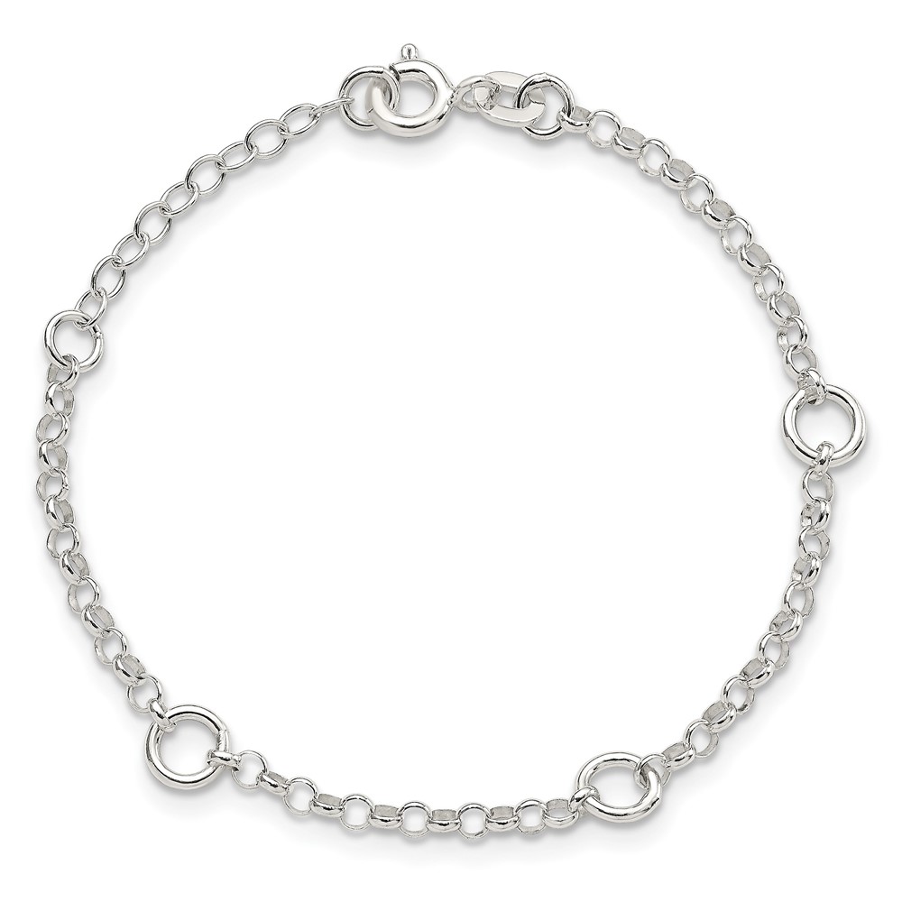 Sterling Silver Polished Fancy Rolo Chain Children's Bracelet (QG1329-6)
