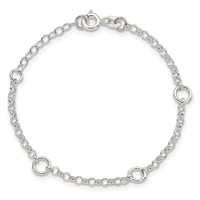 Sterling Silver Polished Fancy Rolo Chain Children's Bracelet view 3