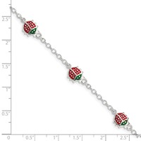 Sterling Silver Multi-color Enamel Ladybugs Bracelet with Ext. Children's, 1" view 4