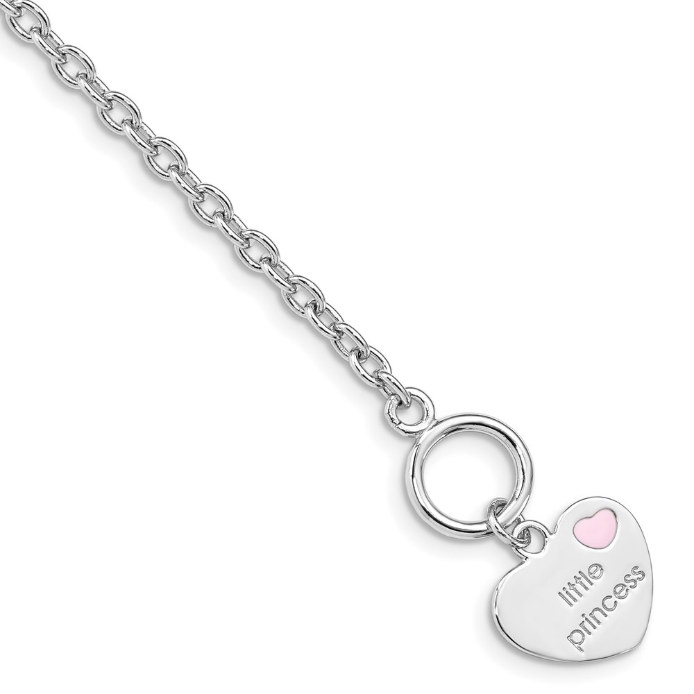 Sterling Silver Rhodium-plated Childs Heart Bracelet