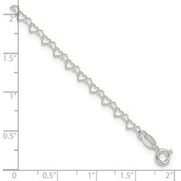 Sterling Silver 3.5mm Fancy Heart Link Anklet view 4
