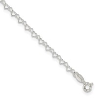 Sterling Silver 3.5mm Fancy Heart Link Anklet view 1