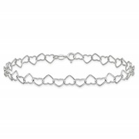 Sterling Silver 0.6mm Fancy Heart Link Anklet view 3