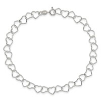Sterling Silver 0.6mm Fancy Heart Link Anklet view 5