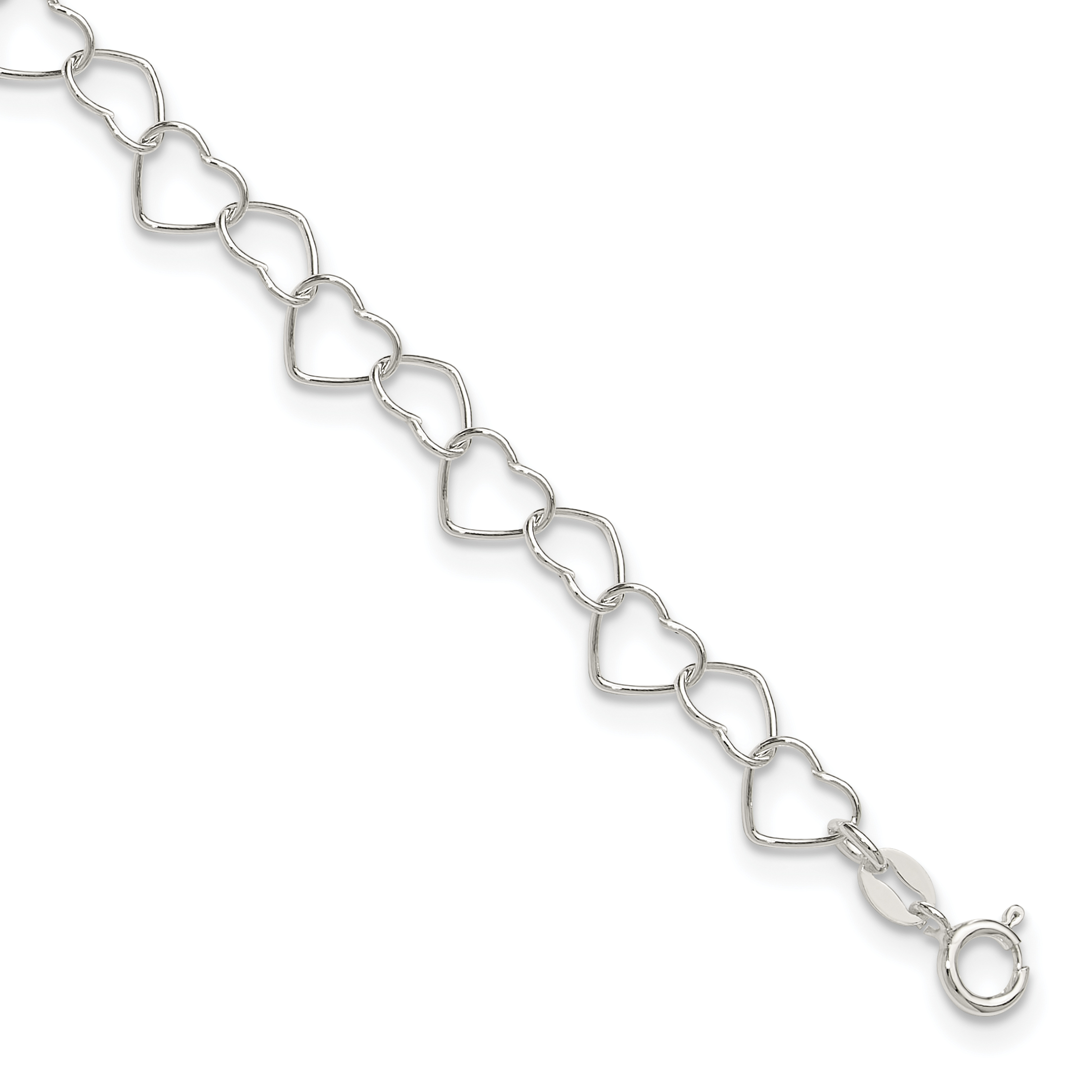 Sterling Silver Fancy Heart Link 9in. Anklet (QG1346-9)
