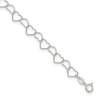 Sterling Silver 0.6mm Fancy Heart Link Anklet view 1