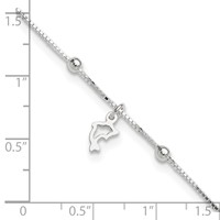 Sterling Silver Dolphin Plus 1 Inch Extender - Total 10 Inch Anklet - 9in view 5