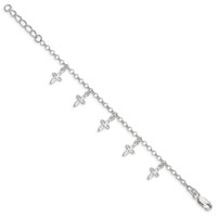 Sterling Silver Polished Cross Charms Bracelet with Ext. Children's, 1" view 2