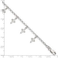 Sterling Silver Polished Cross Charms Bracelet with Ext. Children's, 1" view 4