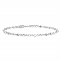 Sterling Silver Beaded Plus 1 Inch Extender - Total 10 Inch Anklet, 9" view 4