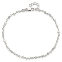 Sterling Silver Beaded Plus 1 Inch Extender - Total 10 Inch Anklet, 9" view 5