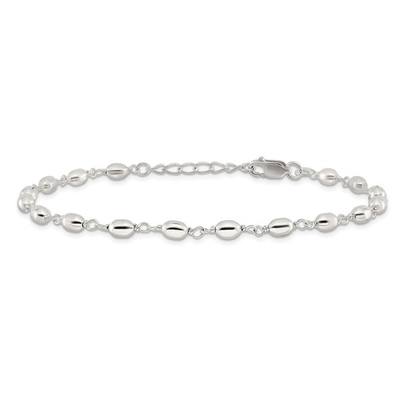 Sterling Silver Fancy Bead Anklet