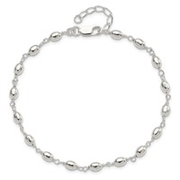 Sterling Silver Fancy Bead Anklet view 4