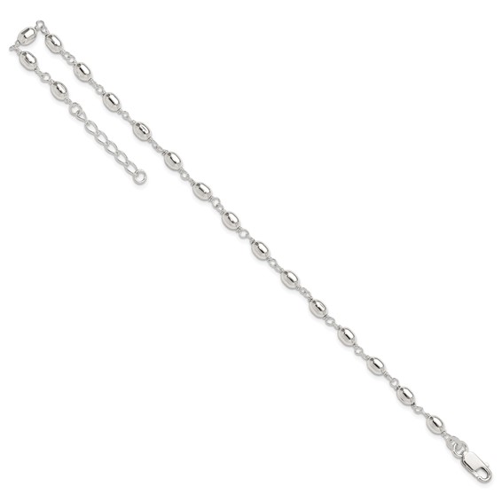 Sterling Silver Fancy Bead Anklet
