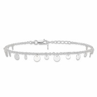 Sterling Silver Circle Disc Plus 1 Inch Extender - Total 10 Inch Anklet - 9in view 4