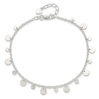 Sterling Silver Circle Disc Plus 1 Inch Extender - Total 10 Inch Anklet - 9in view 5