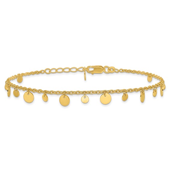 Affordable Expressions Sterling Silver Gold-tone Circle Disc 9 inch Plus 1 inch Extender - Total 10 inch Anklet