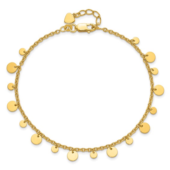 Affordable Expressions Sterling Silver Gold-tone Circle Disc 9 inch Plus 1 inch Extender - Total 10 inch Anklet