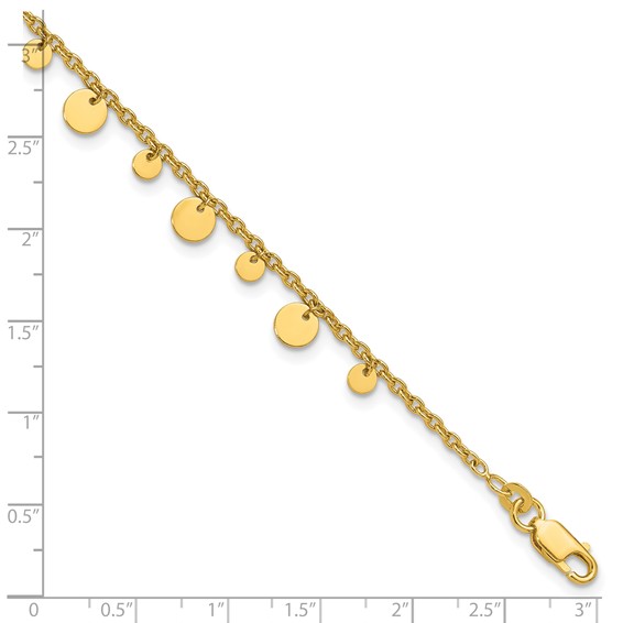 Affordable Expressions Sterling Silver Gold-tone Circle Disc 9 inch Plus 1 inch Extender - Total 10 inch Anklet