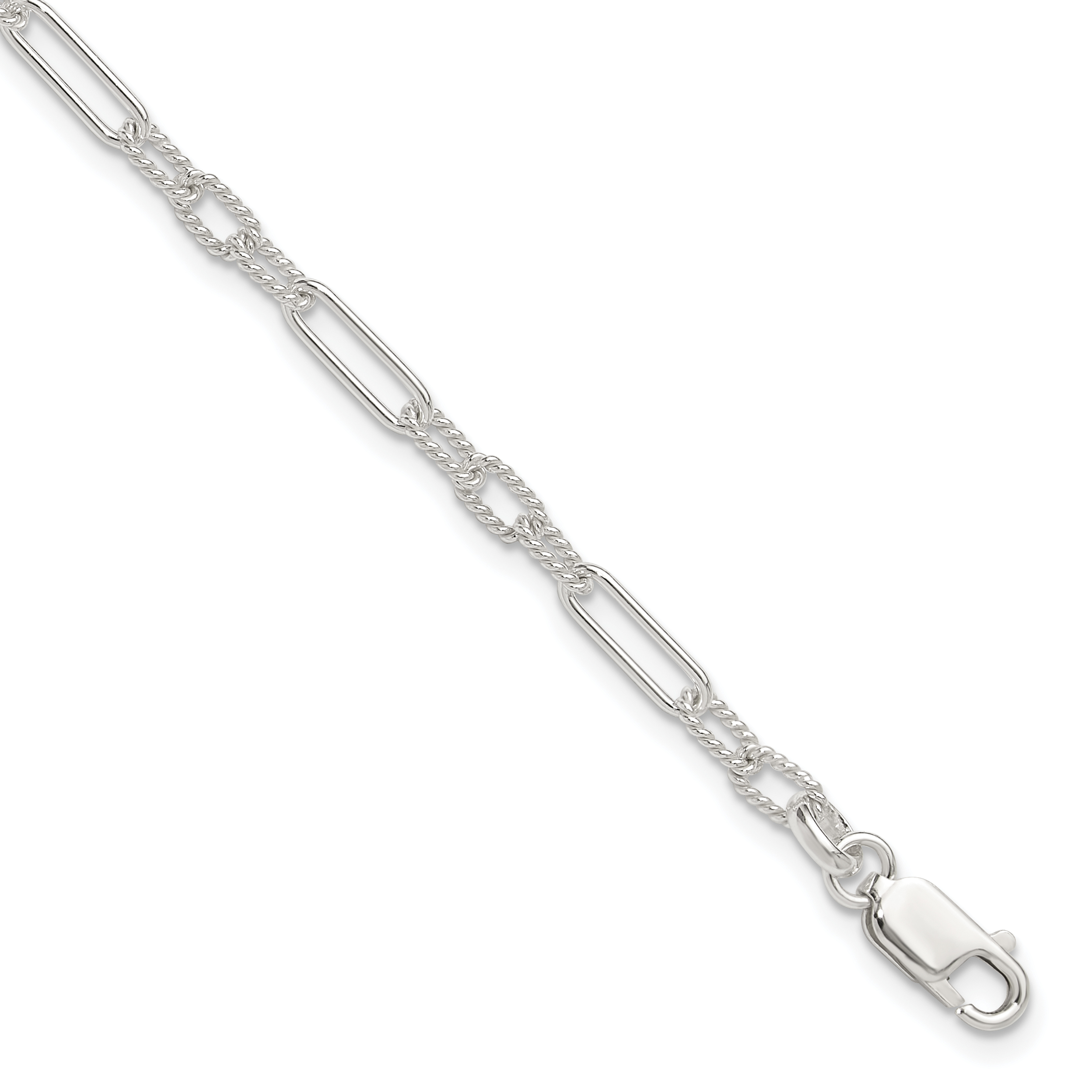 Sterling Silver Fancy Link Anklet (QG1365-10)