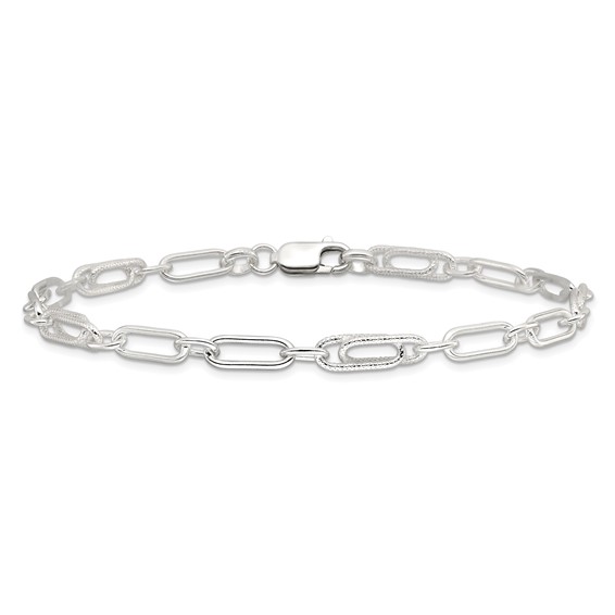 Sterling Silver Fancy Link Anklet