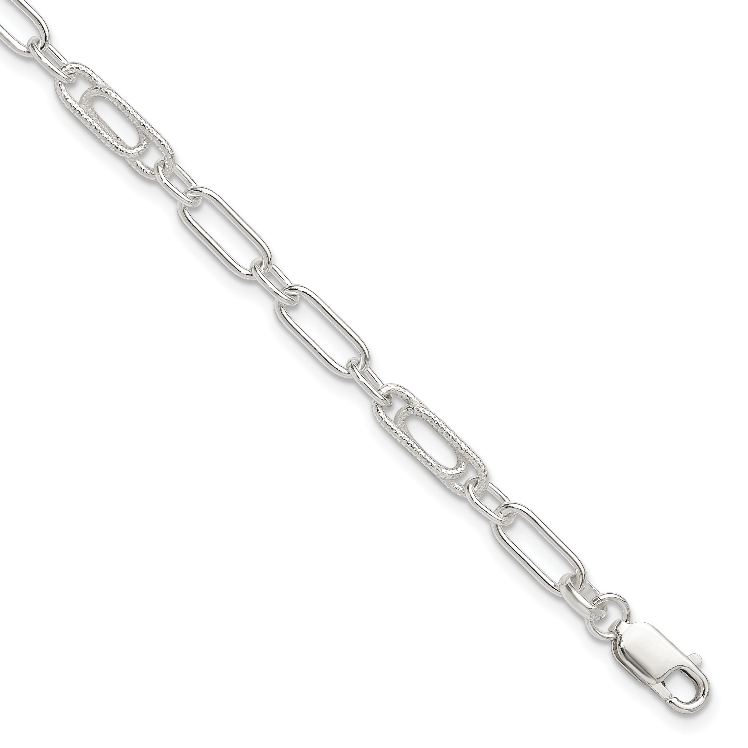 Sterling Silver Fancy Link Anklet (QG1366-10)