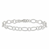 Sterling Silver Fancy Link Anklet view 4